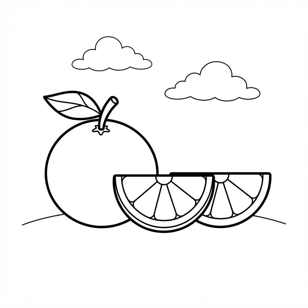 Orange Slices Beside a Whole Orange