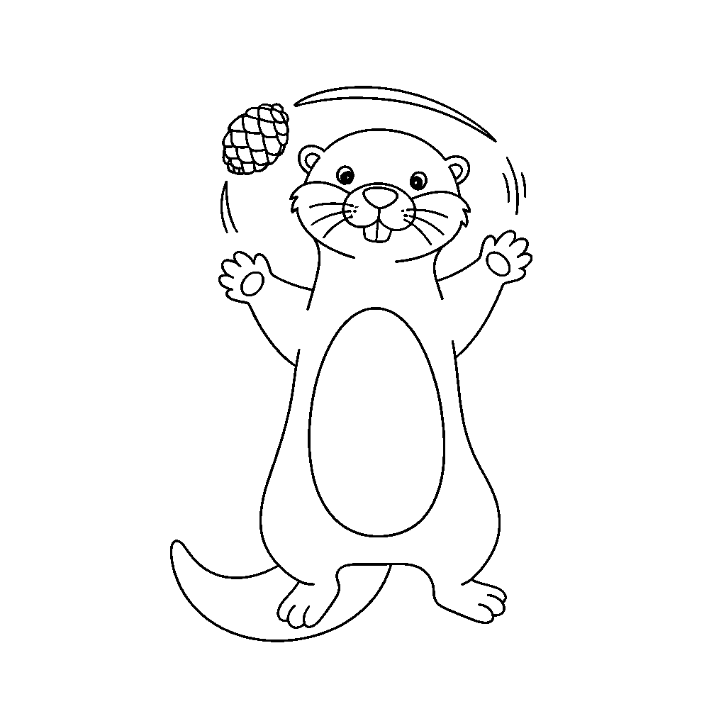 Otter Playing with a Pine Cone