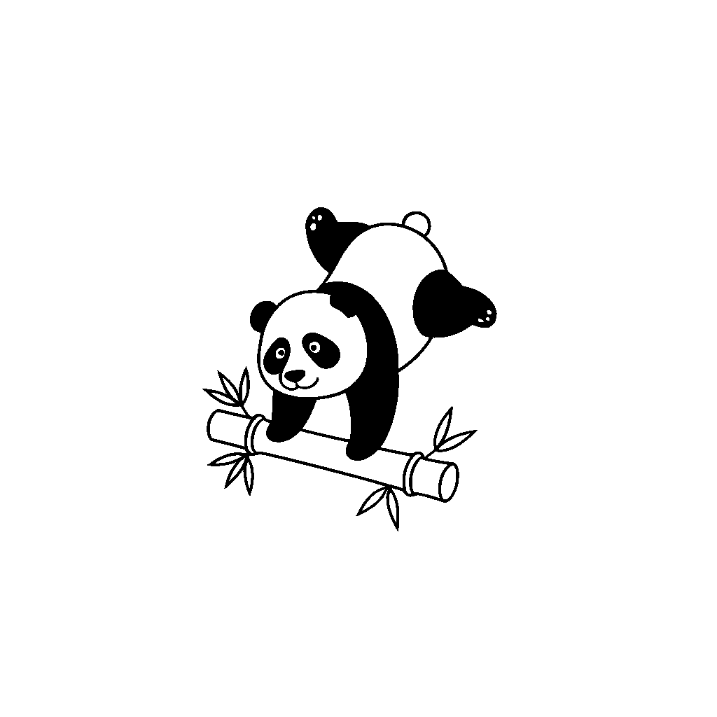 Panda Balancing on Bamboo