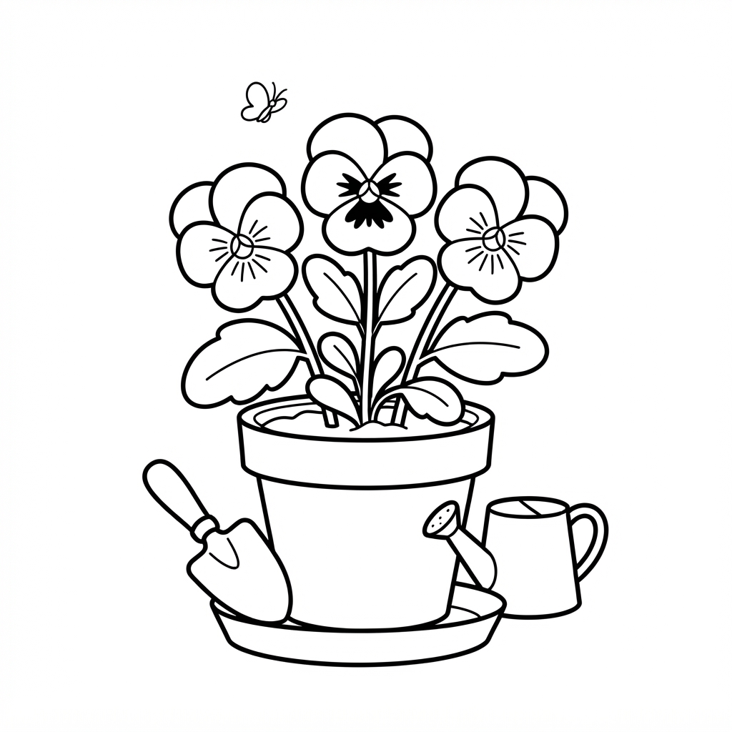 Pansy Growing in a Flowerpot
