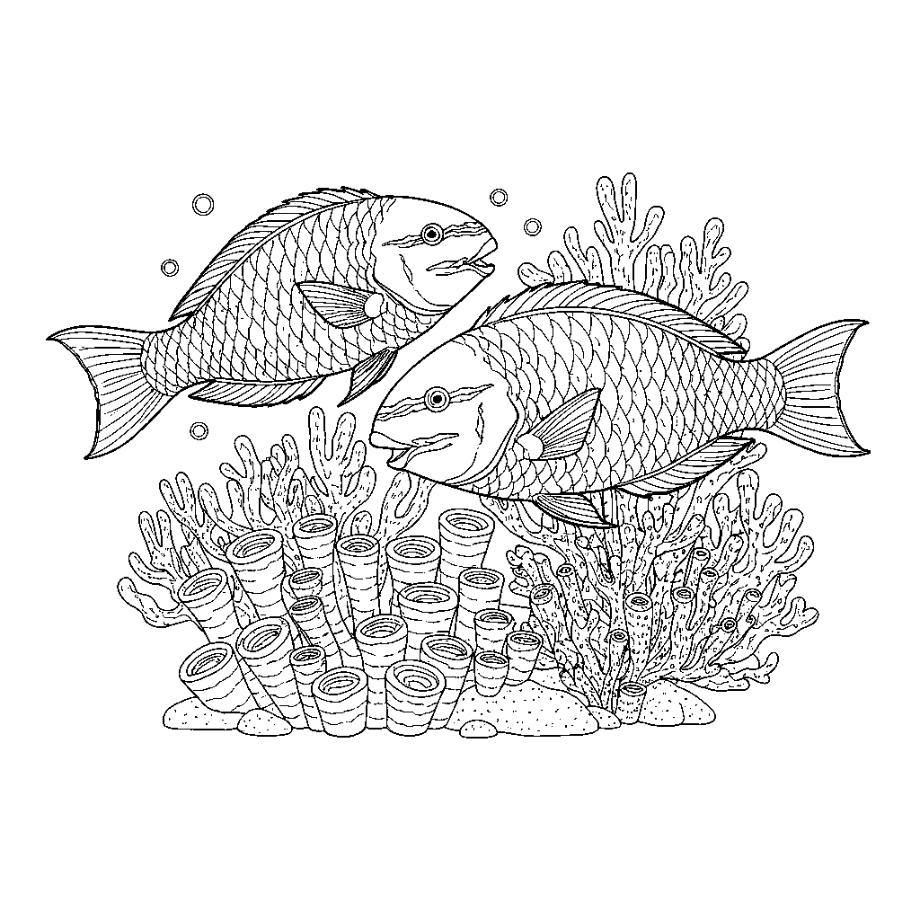 Parrotfish Grazing on Coral