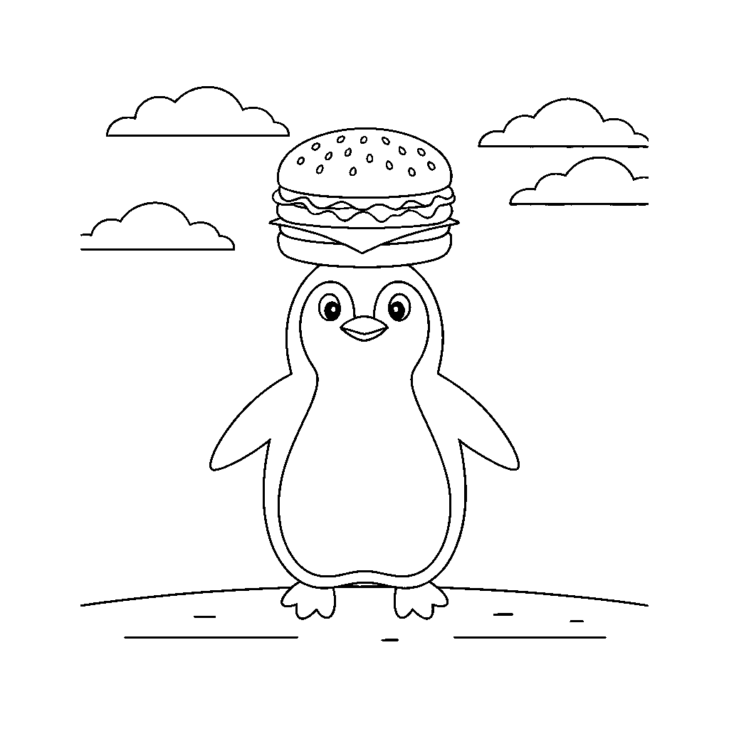 Penguin with a Cheeseburger