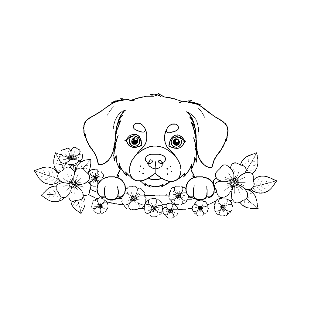 Cucciolo Giocoso tra i Fiori