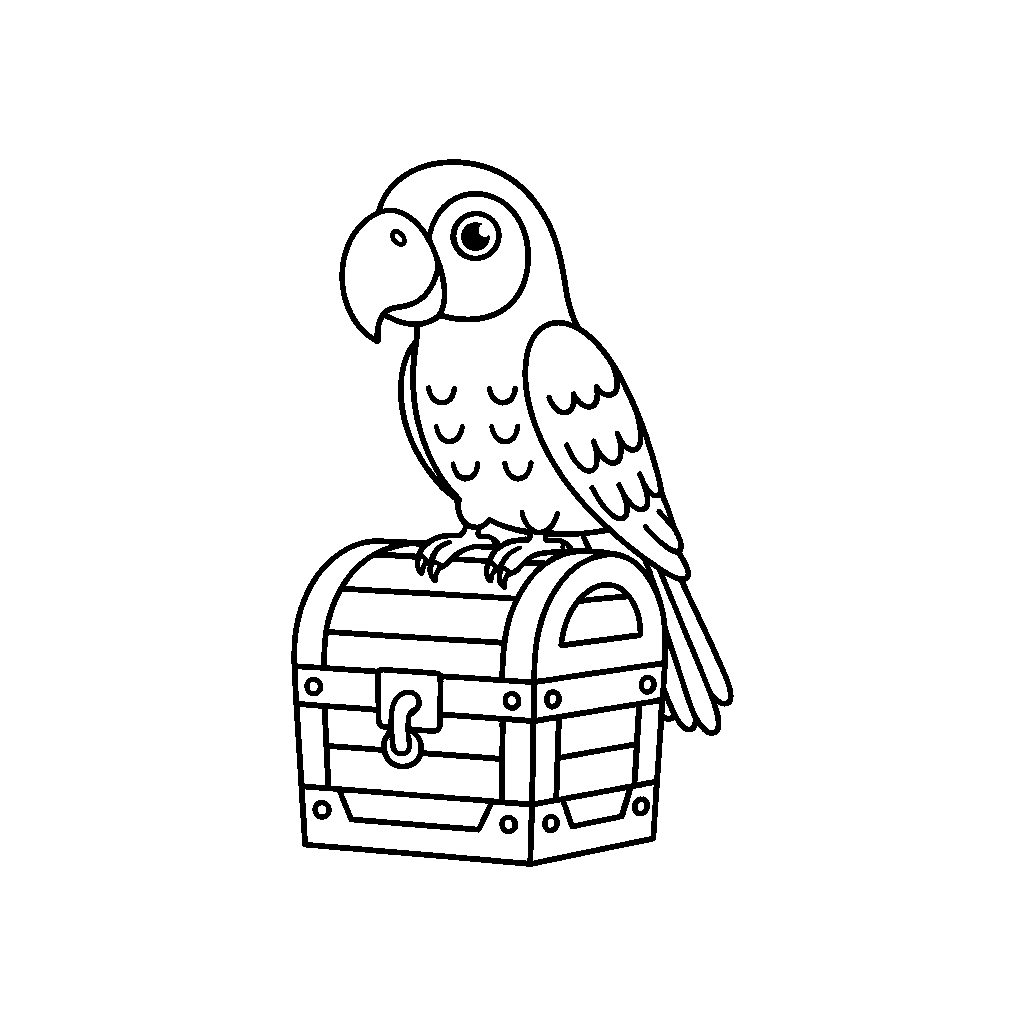 Pirate Parrot on a Treasure Chest