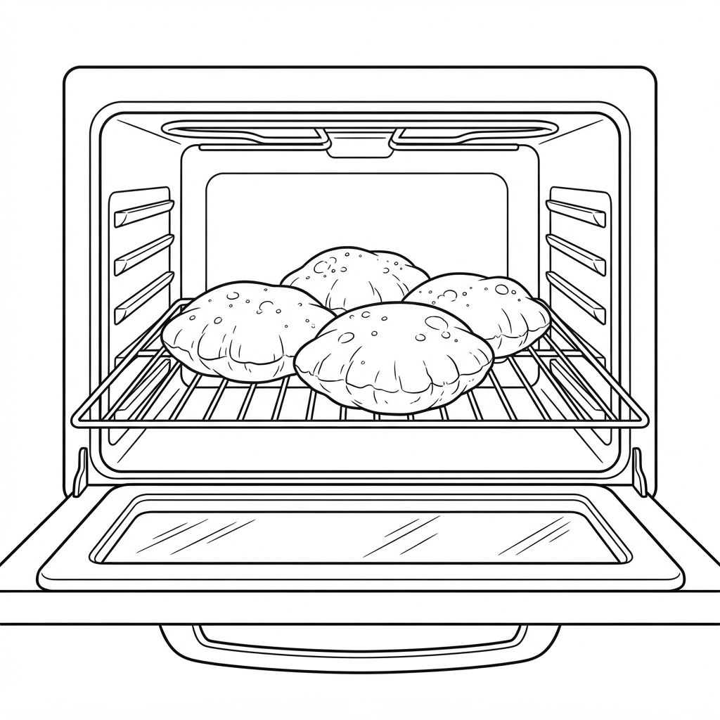 Pita Bread Puffed in the Oven