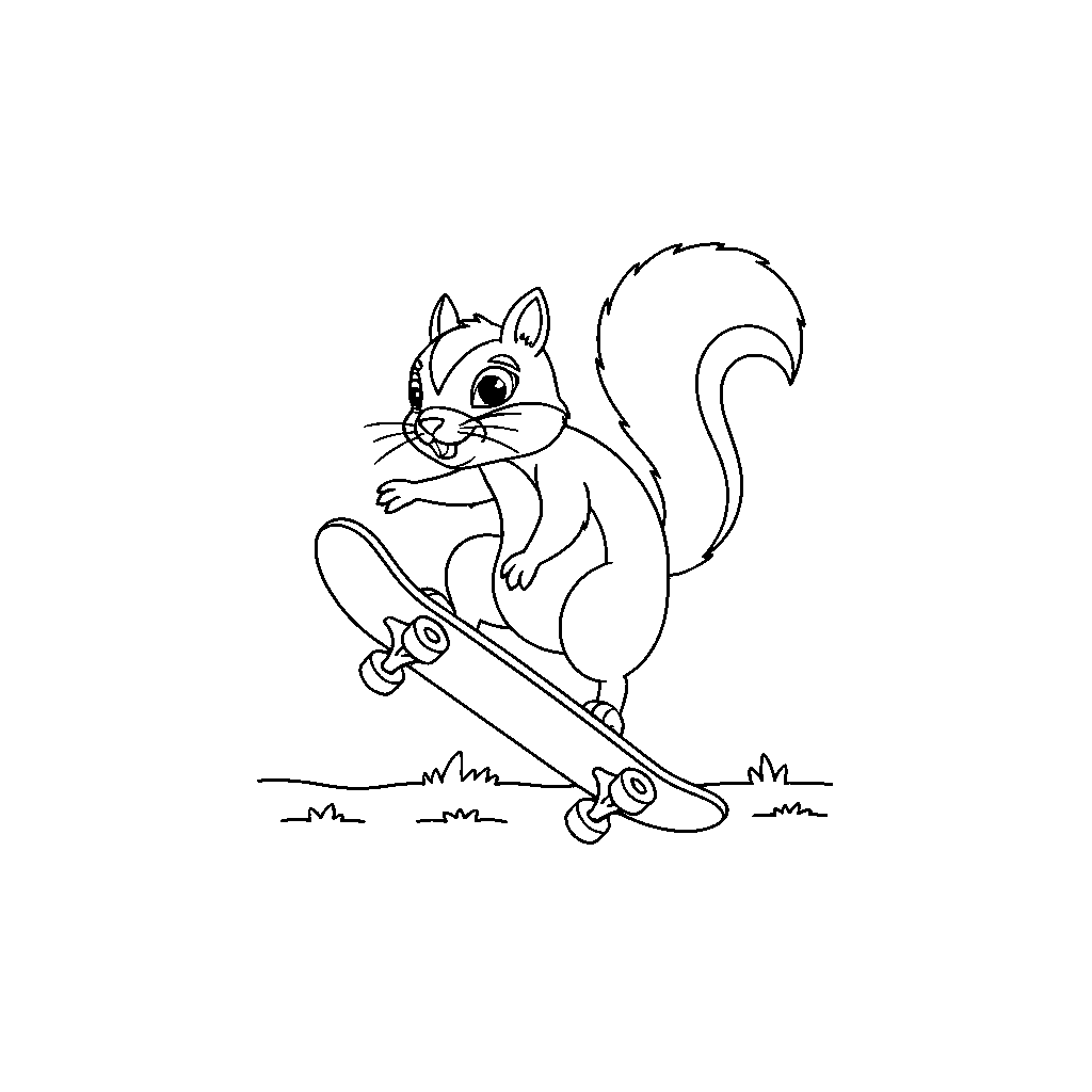 Playful Squirrel on Skateboard