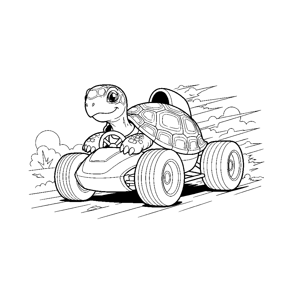 Tortue de Course Filant sur la Piste