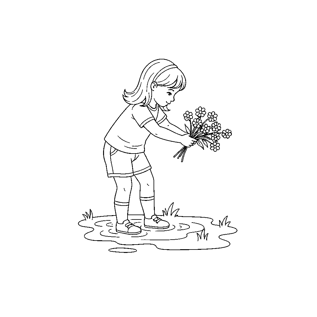 Bloemen Verzamelen op een Regenachtige Dag