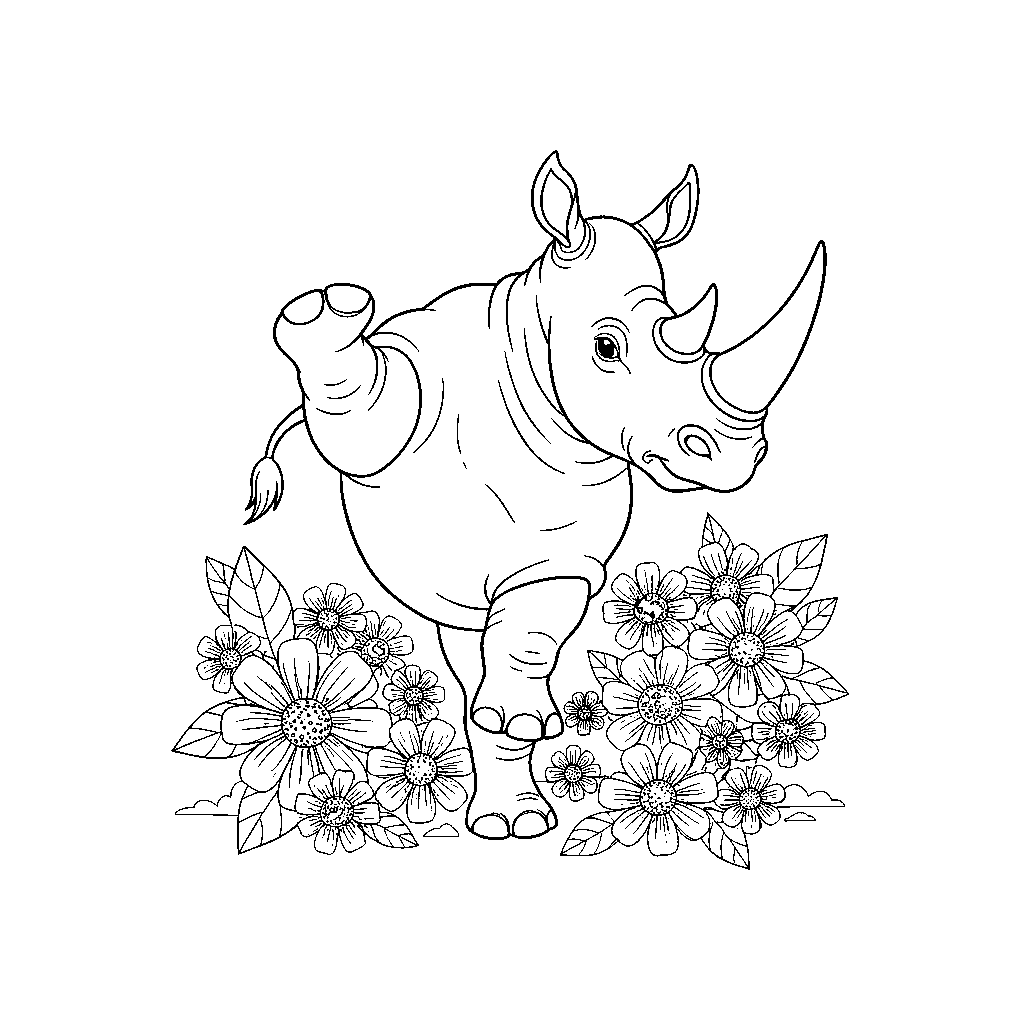 Noshörning med Blomsterarmbander