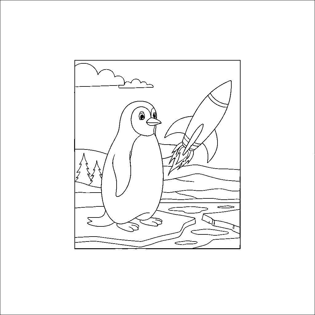 Rocket-Powered Penguin Sliding on Ice