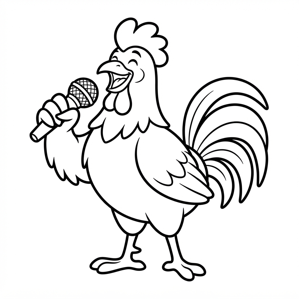 Rooster Singing Into a Microphone
