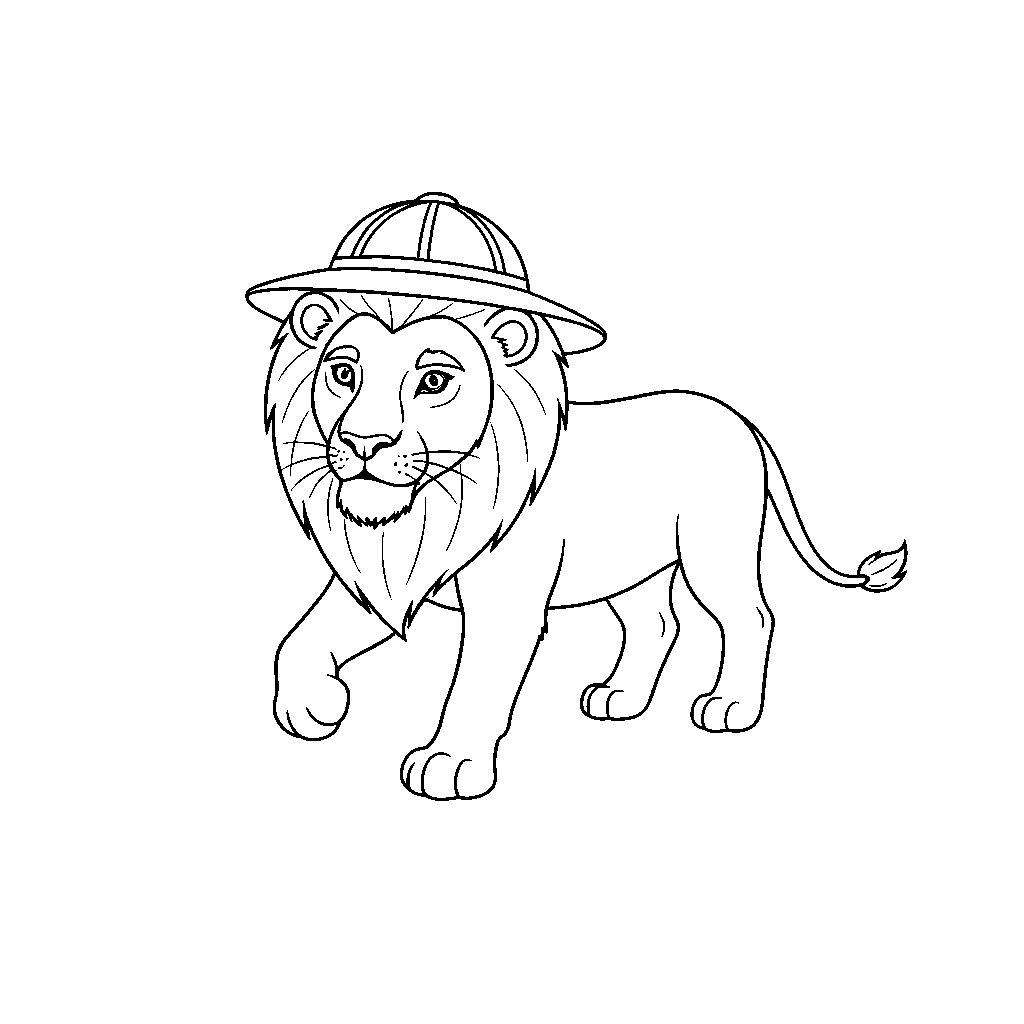 Safari Lejon med en Utforskare