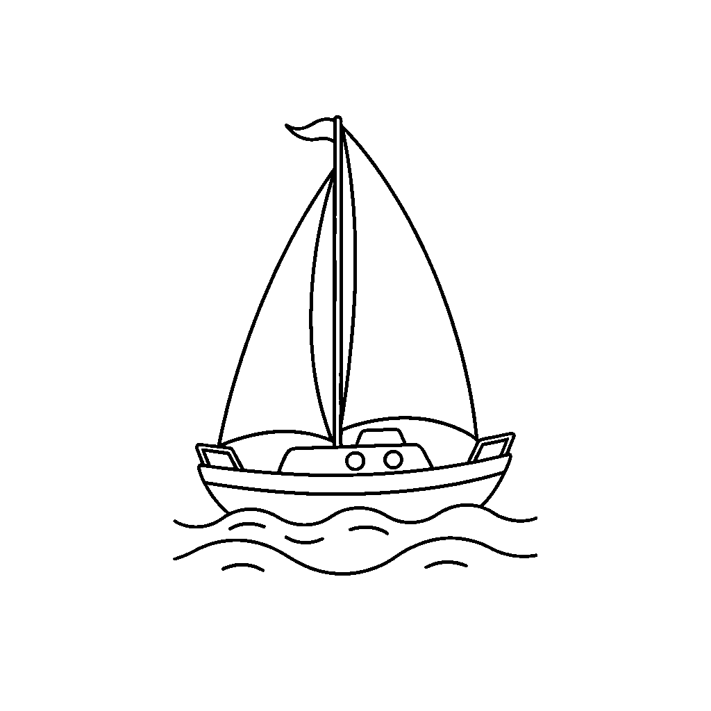 Sailboat with Colorful Flag