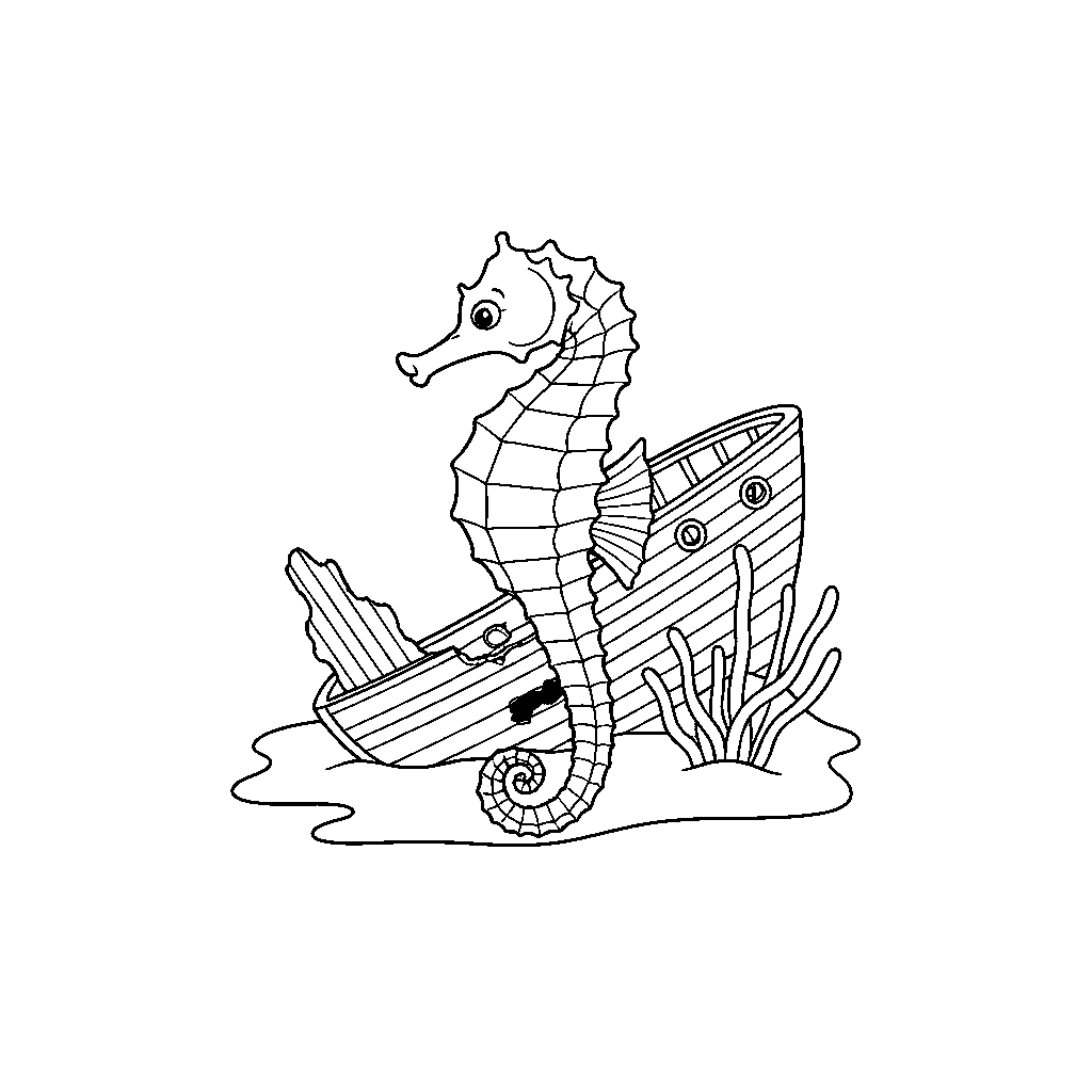 Cavalo-Marinho Explorando um Naufrágio