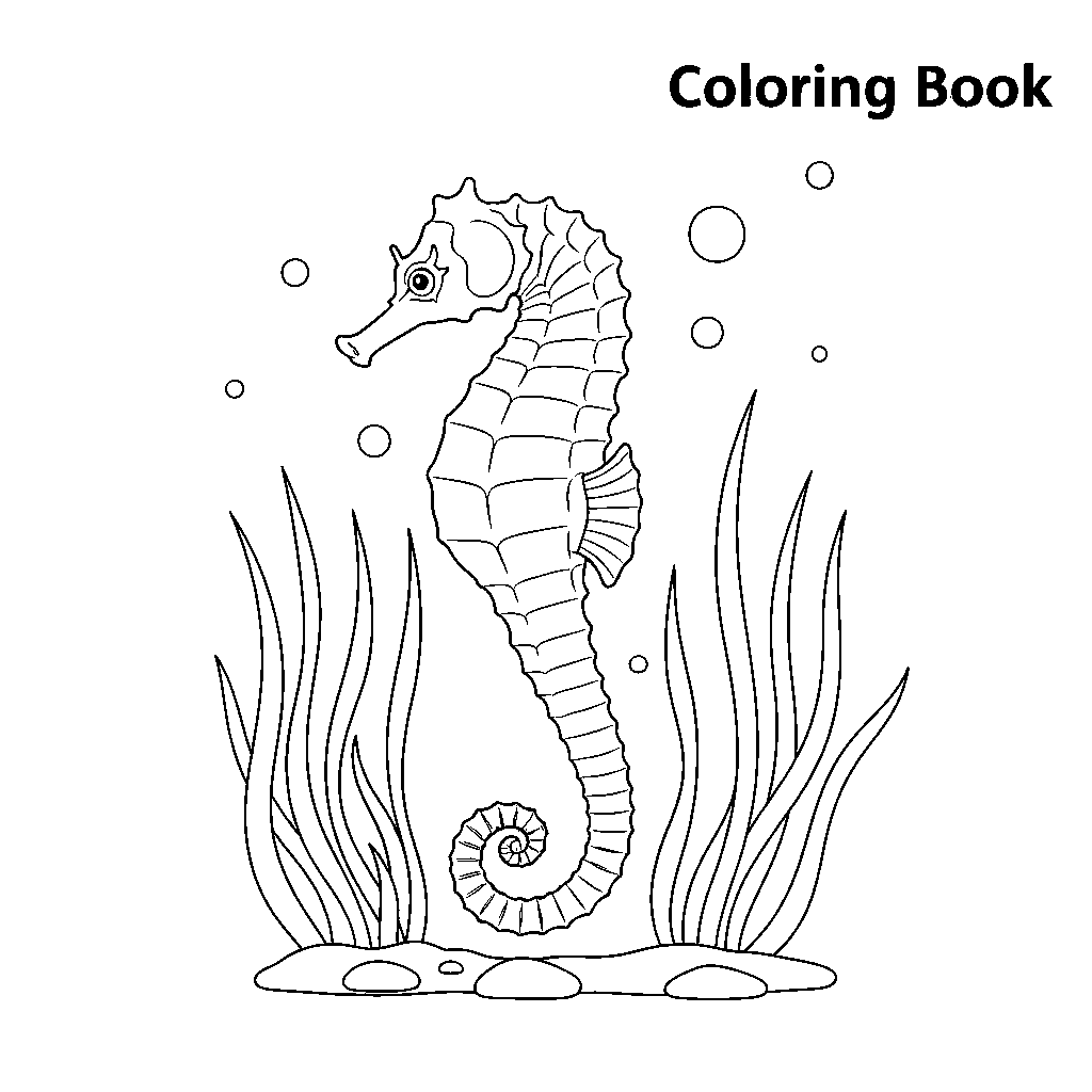 Seahorse Floating Among Seagrass