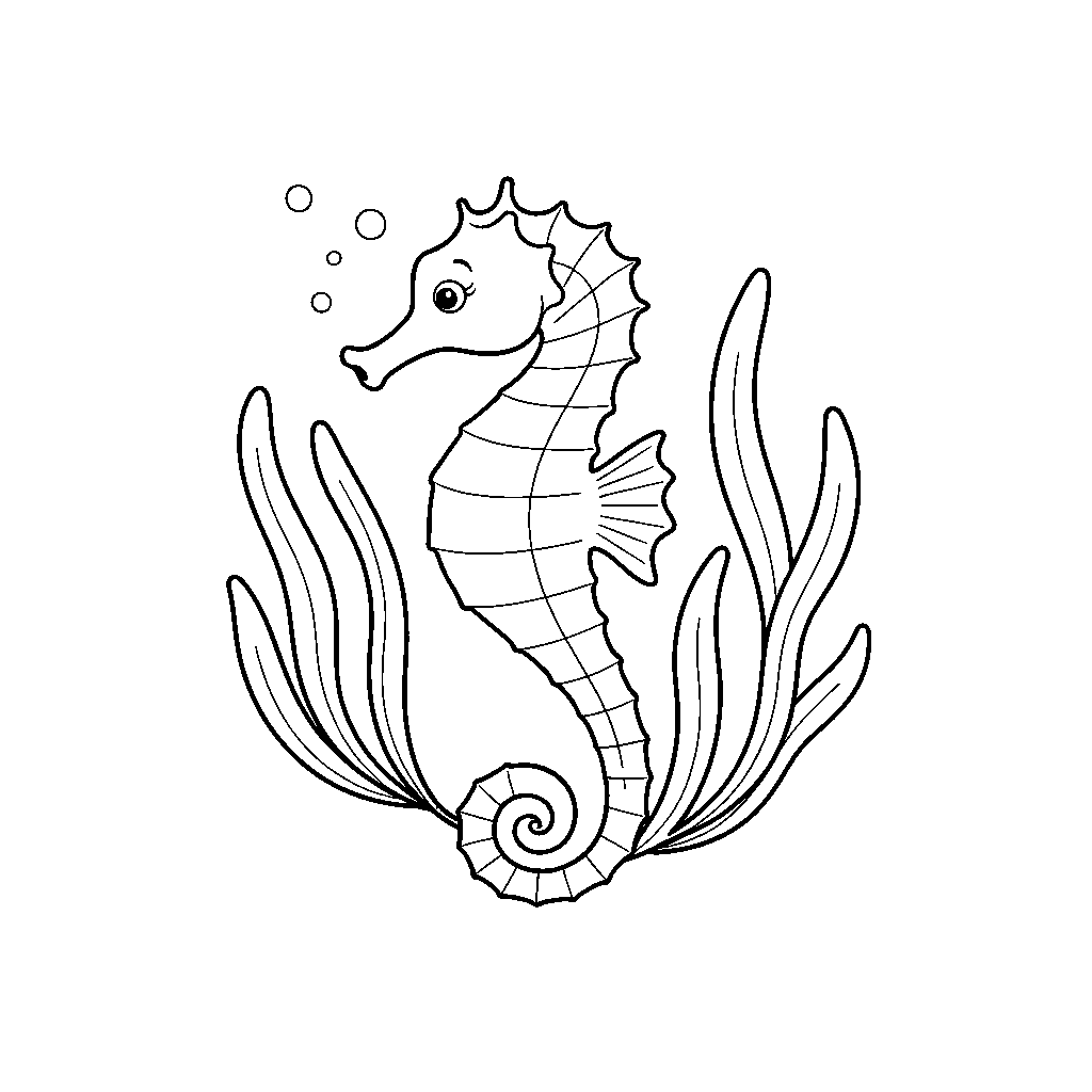 Seahorse Swinging with Seaweed