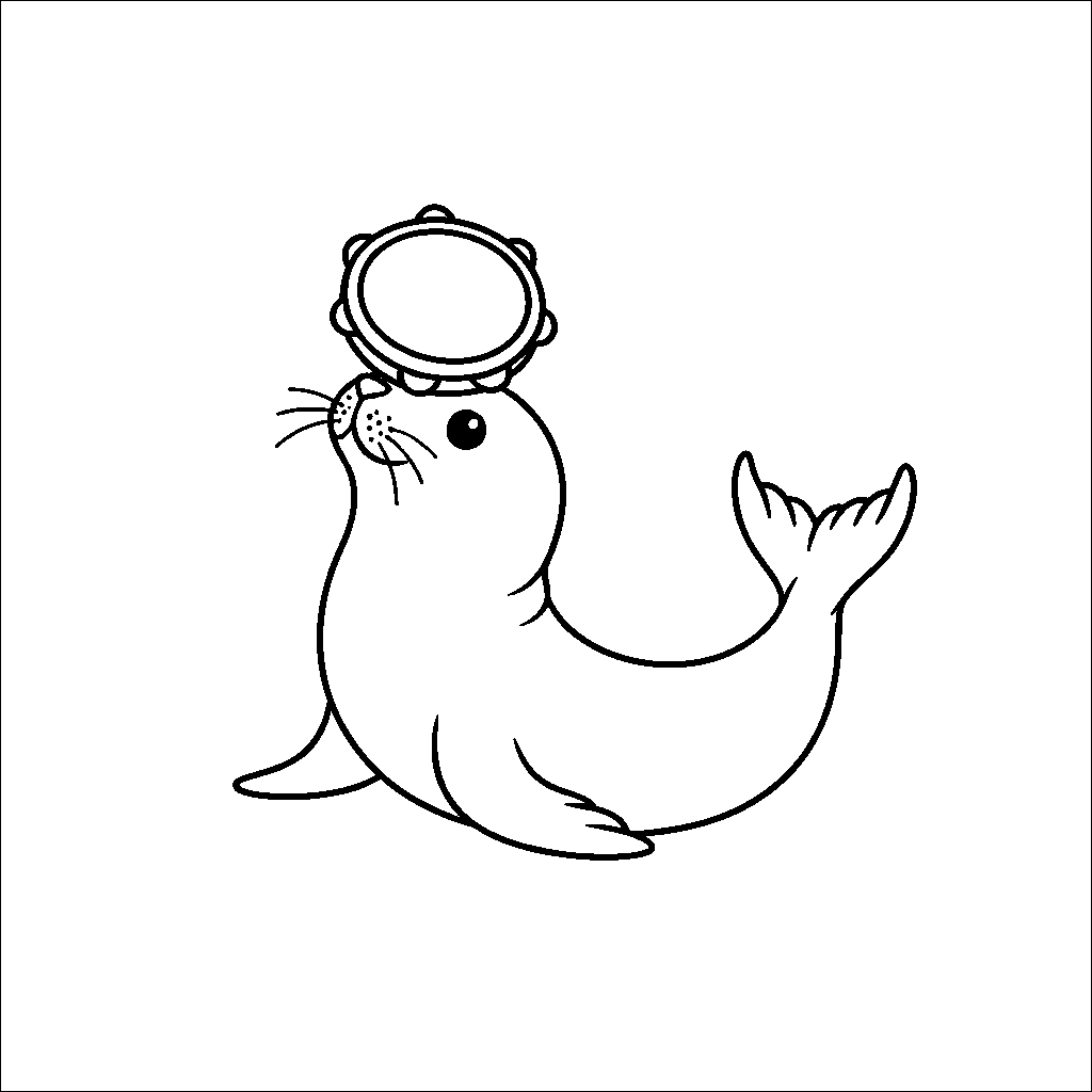 Seal Balancing a Tambourine