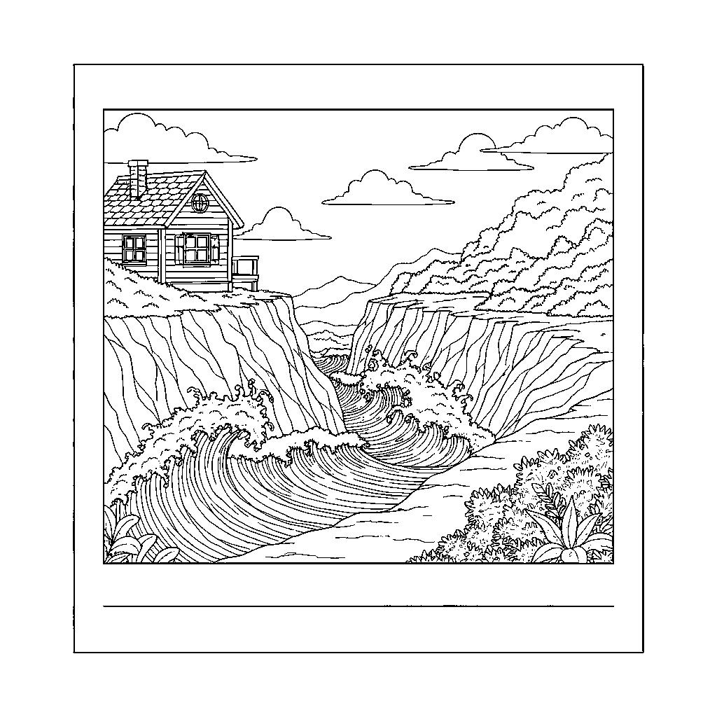 Seaside Cliffs with Elevated Cabin