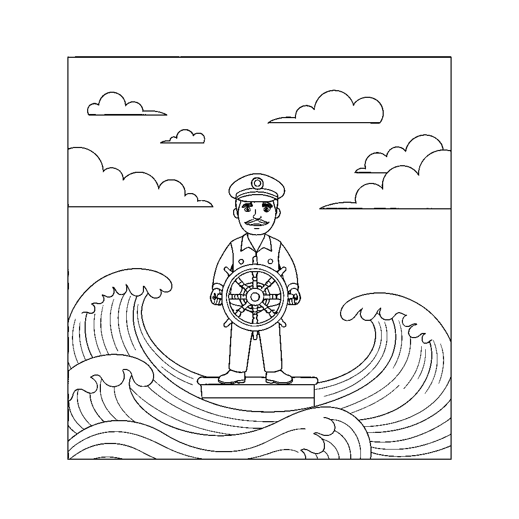 Capitão de navio navegando em mares agitados
