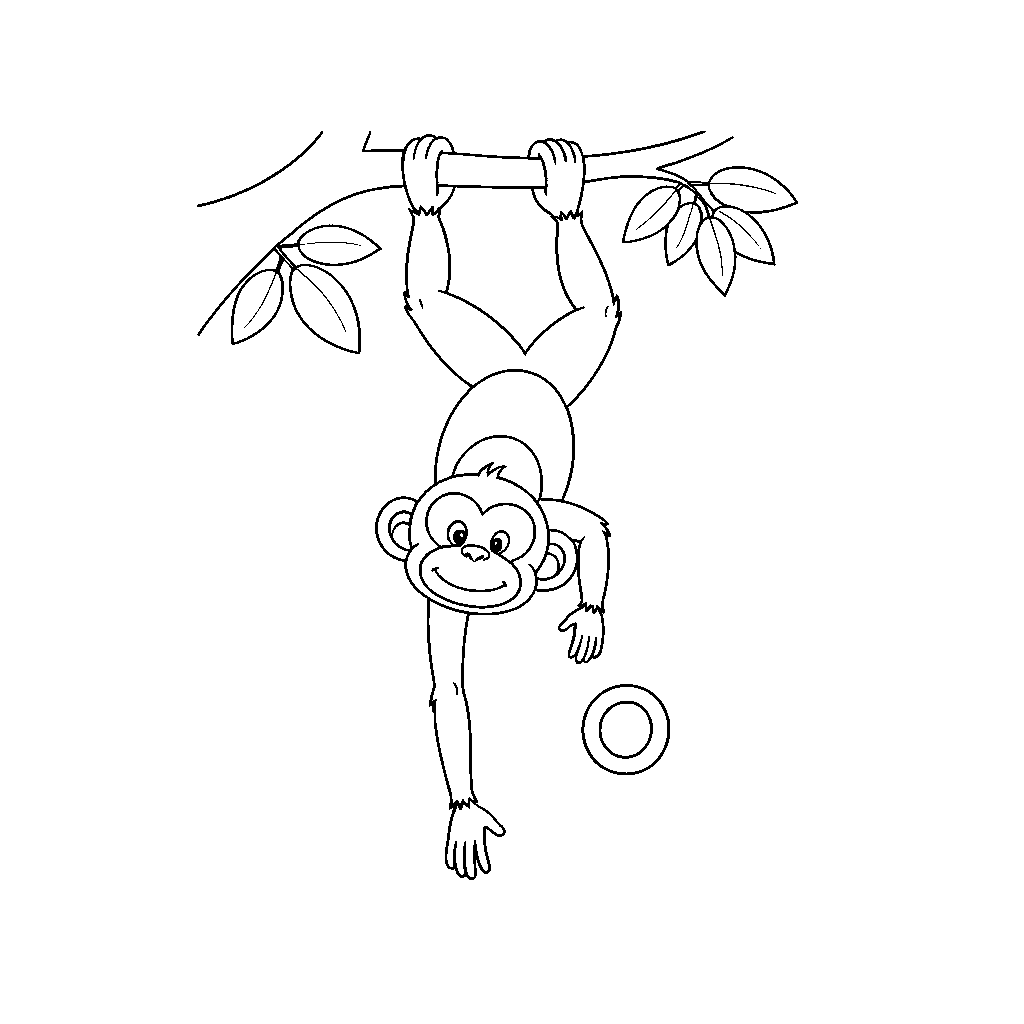 Silly Monkey Swinging from Branches