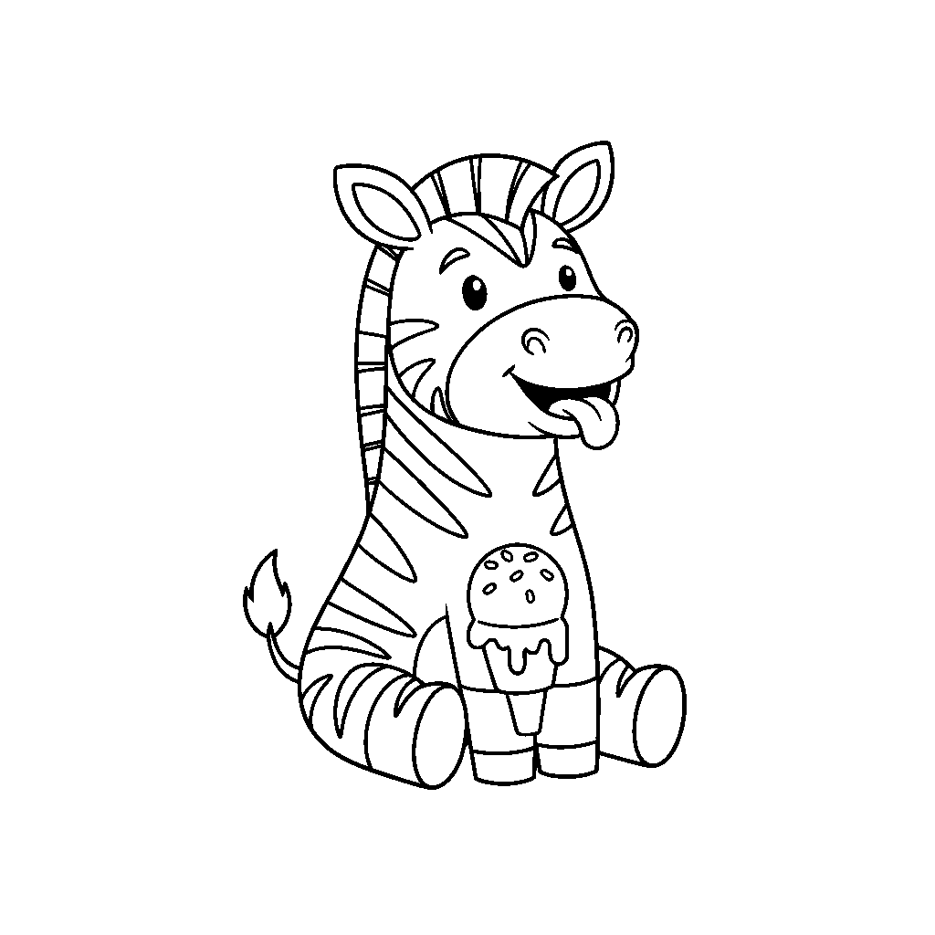 Silly Zebra Eating Ice Cream