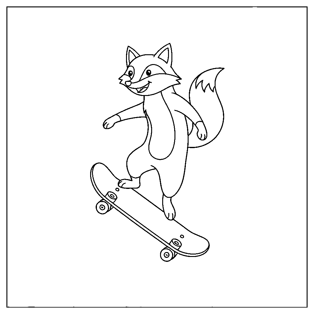 Skateboarding Fox on Halfpipe