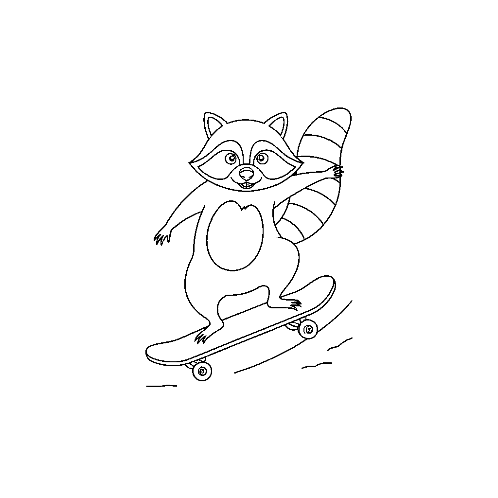 Sneaky Raccoon on Skateboard
