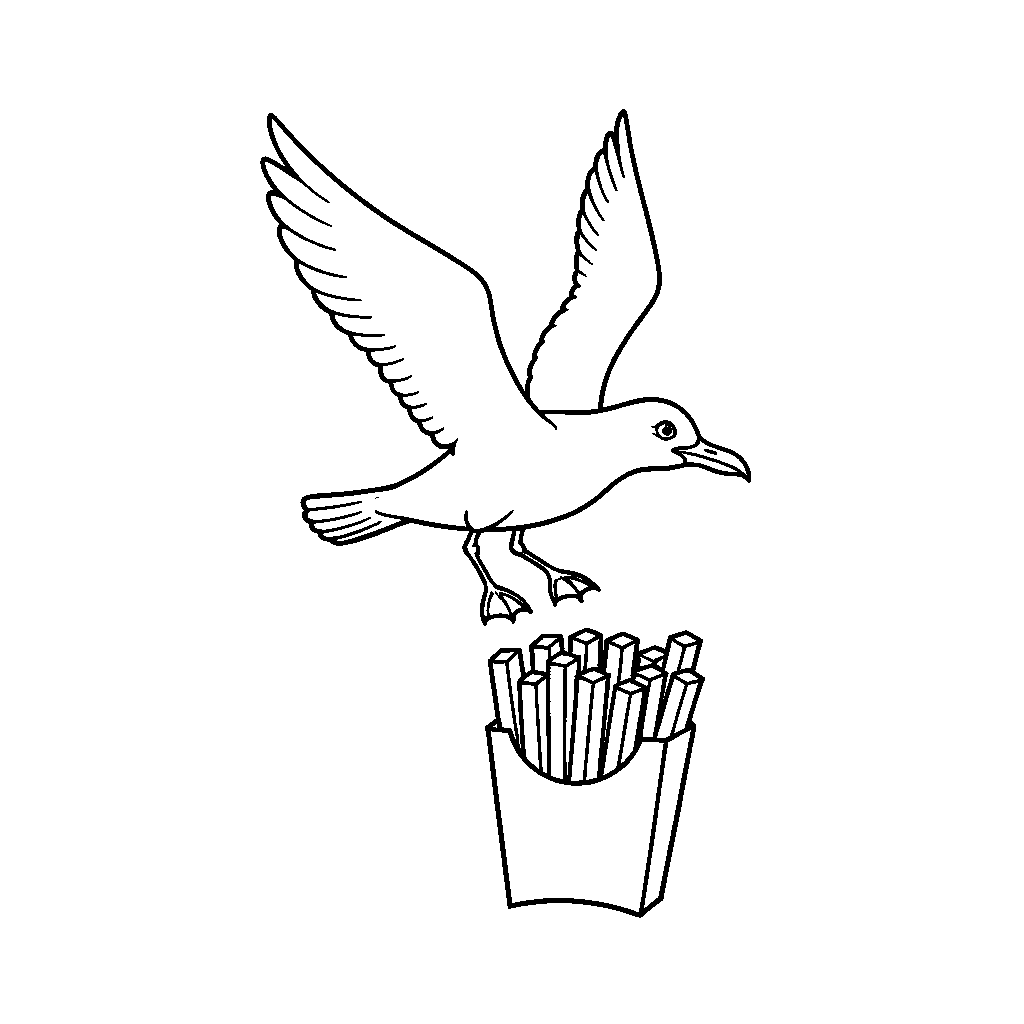 Sneaky Seagull Stealing a Fry