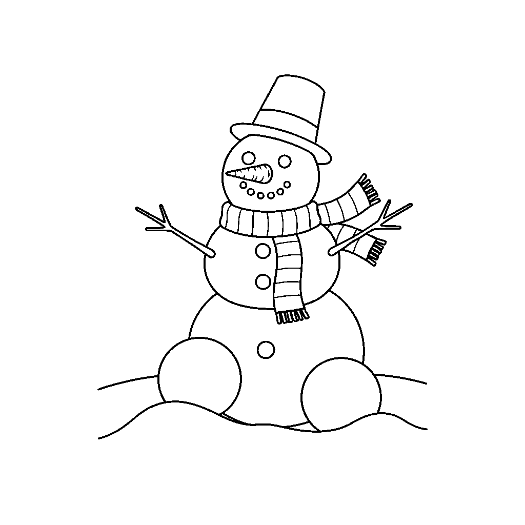 Snowman Stacking Snowballs With Scarf