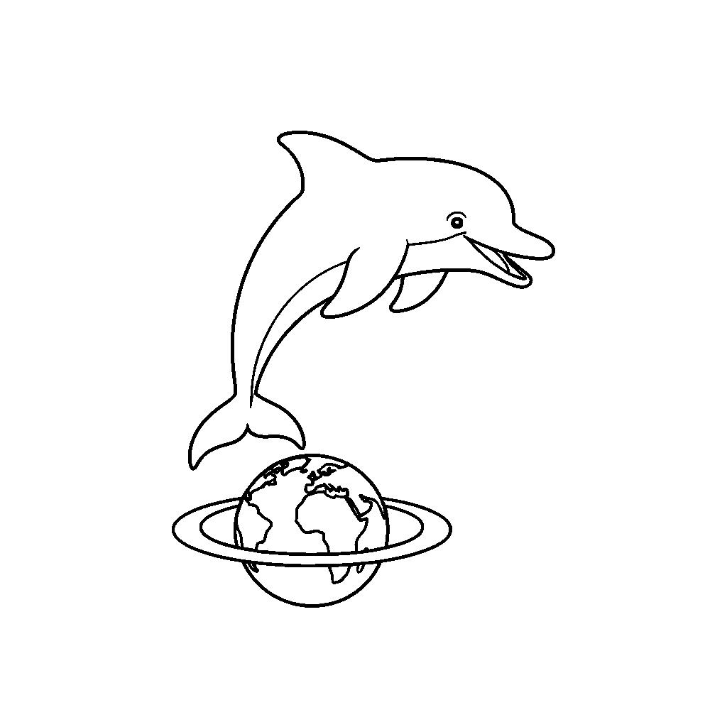 Space Dolphin Leaping Over Earth
