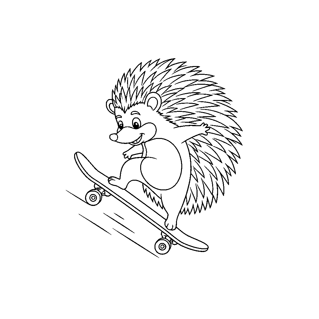 Sprallig Igel på Skateboard