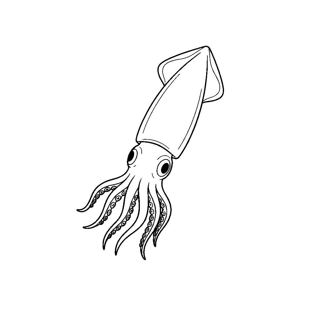 Squid Chasing a School of Fish