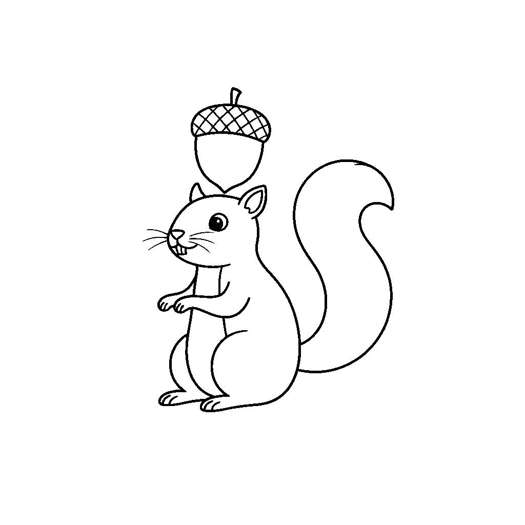 Squirrel Balancing An Acorn On Its Head