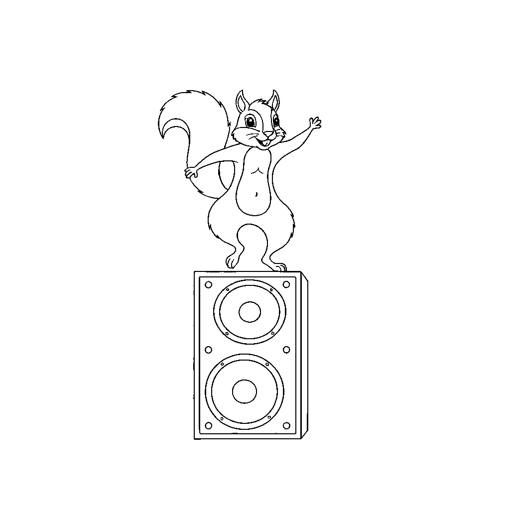 Squirrel on Box with Speakers
