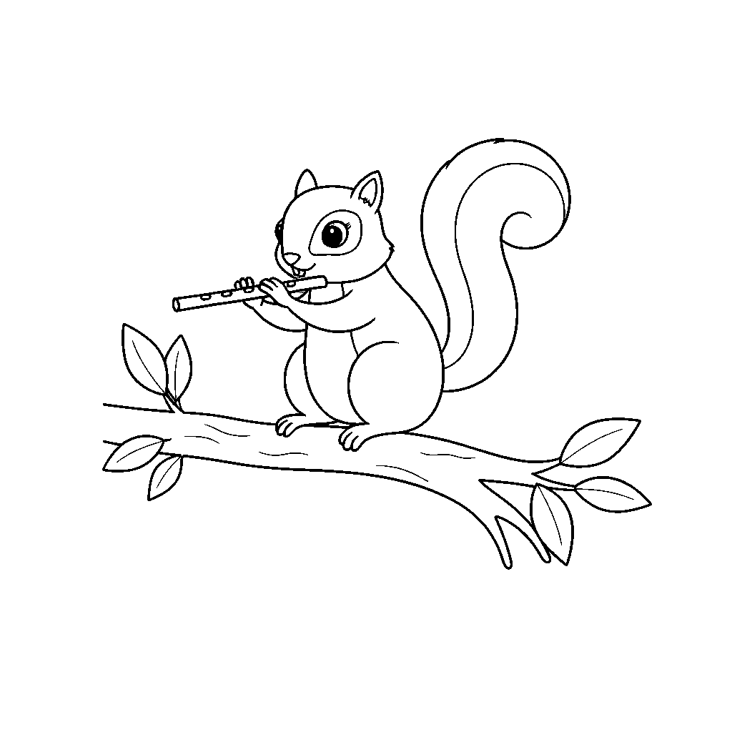 Squirrel Playing a Flute
