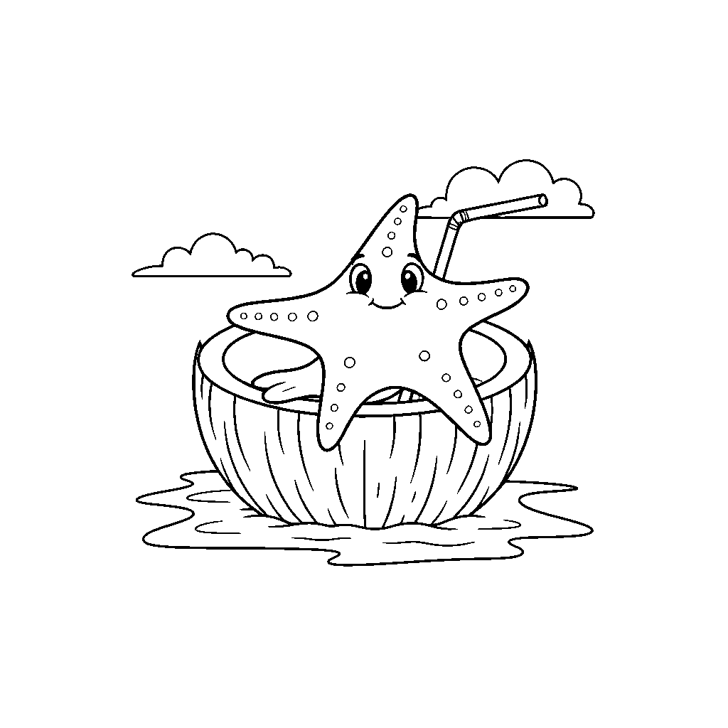 Starfish on a Floating Coconut