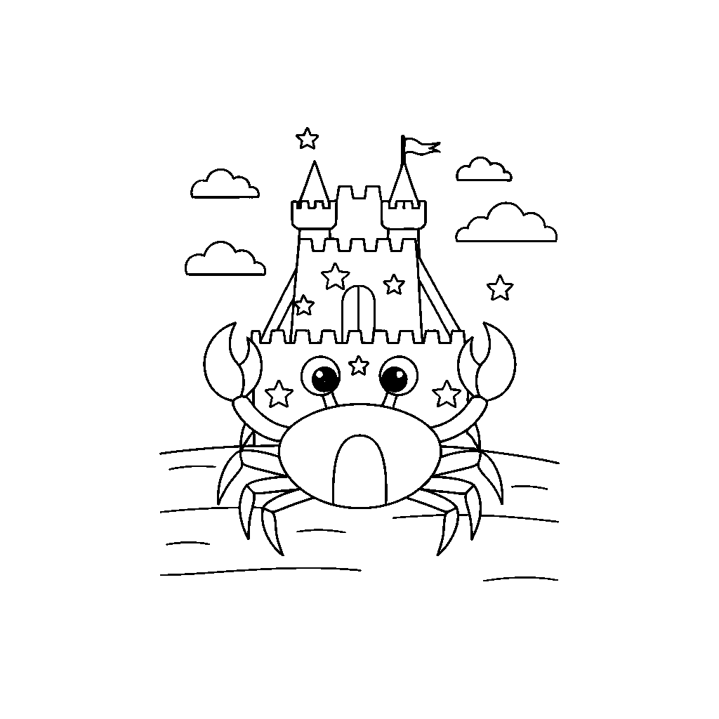 Starry Crab Building a Sandcastle