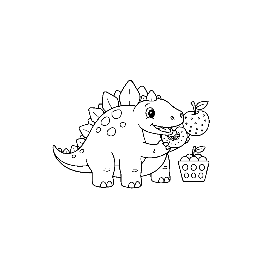 Stegosaurus Picnicking with Friends