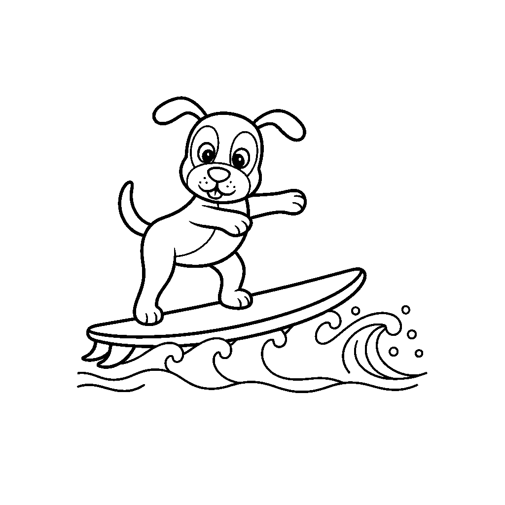 Surfing Dog Riding Waves
