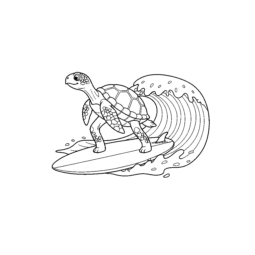 Surfing Turtle Riding Waves