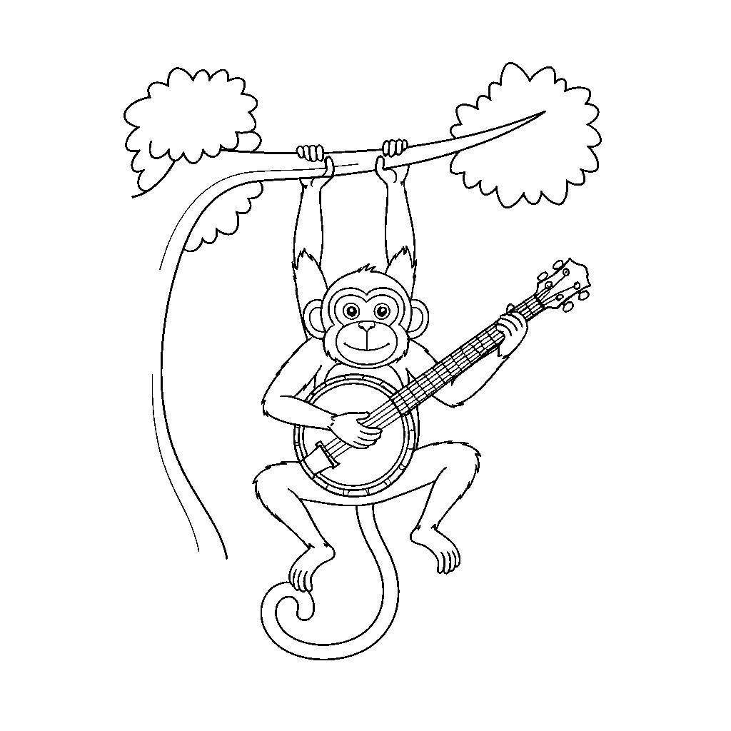 Swinging Monkey with a Banjo