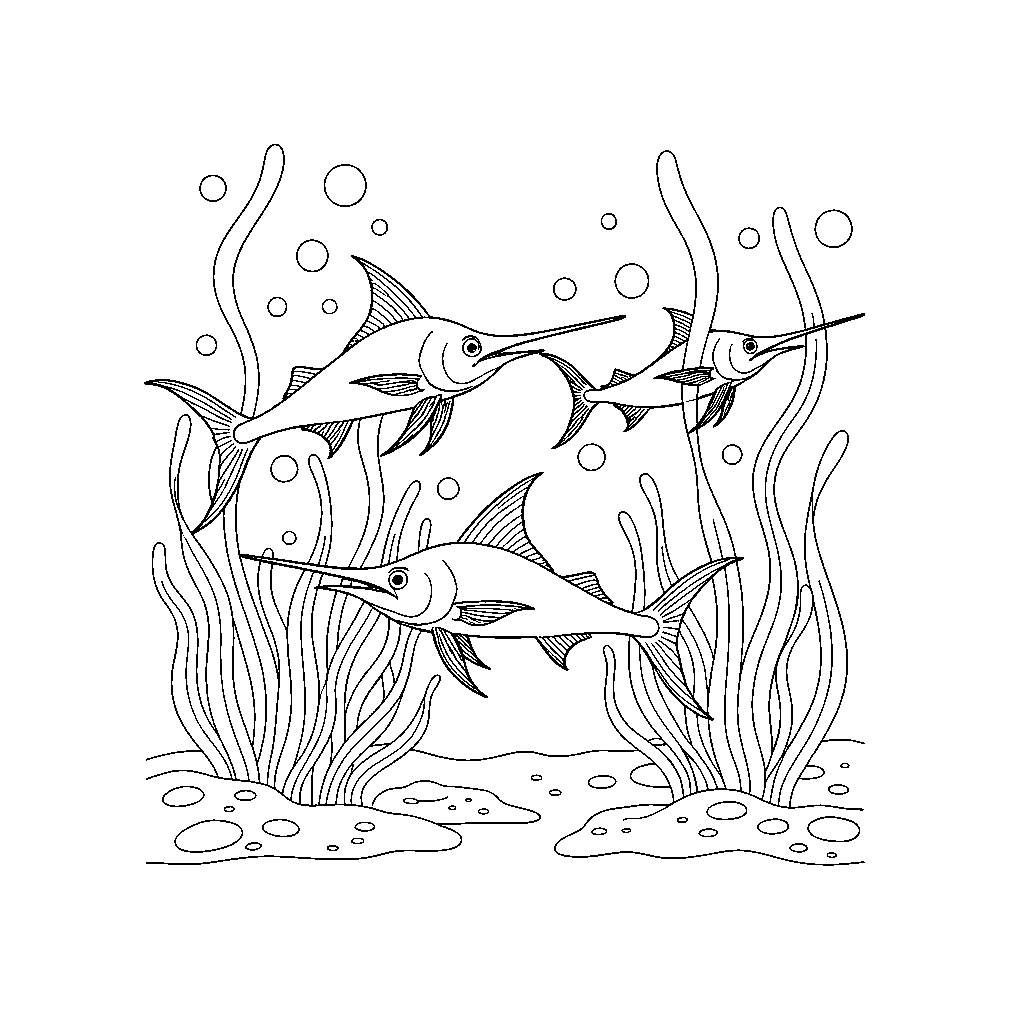 Schwertfisch Rennen Durch Seegras