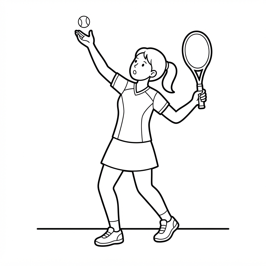 Tennis Player Serving a Ball