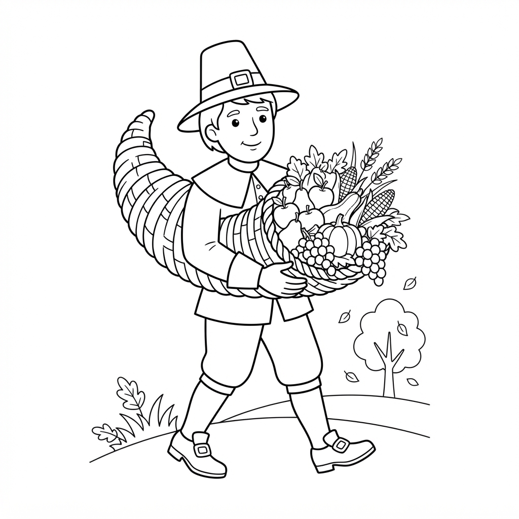 Pilgrim Holding a Cornucopia