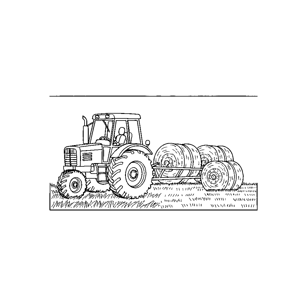 Tractor Towing Rainbow Hay Bales
