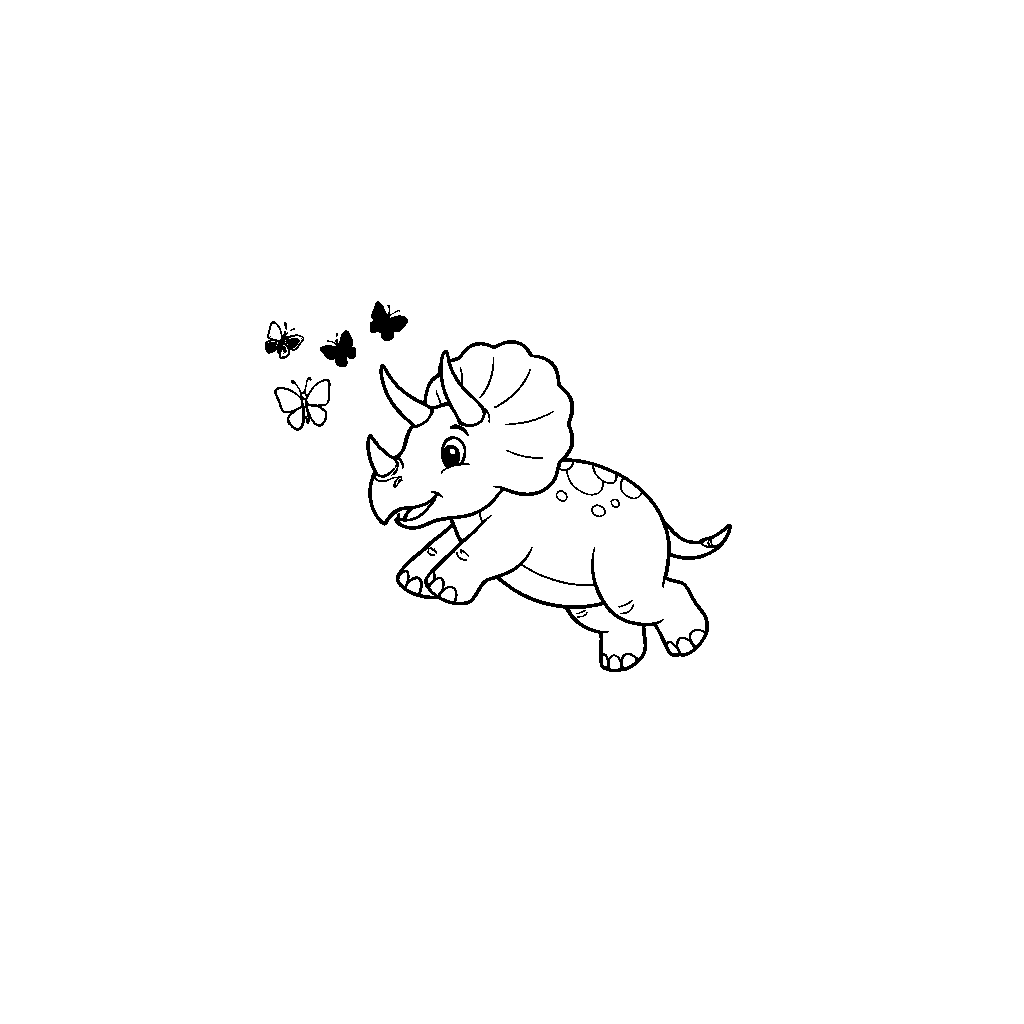 Triceratops Chasing Butterflies