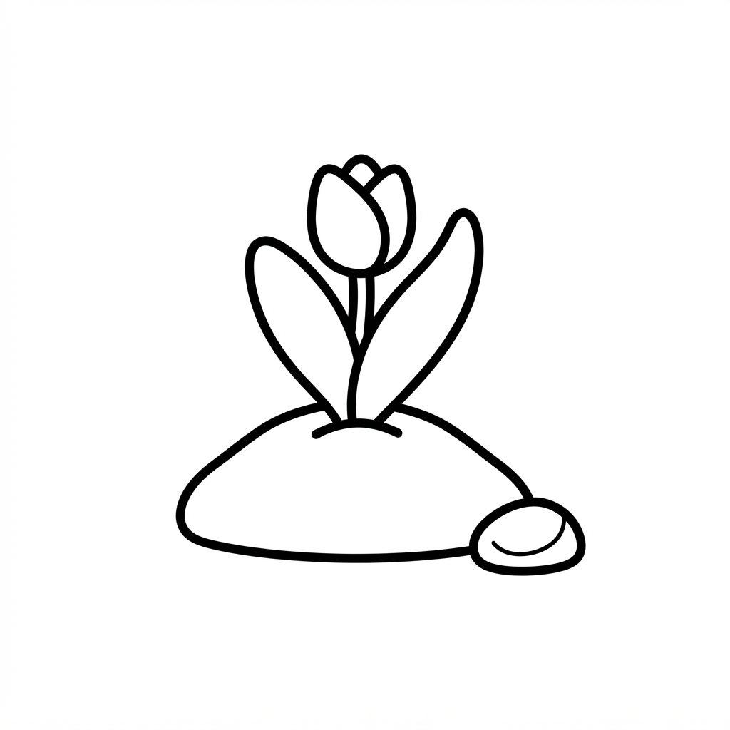 Tulpenspross bricht durch die Erde