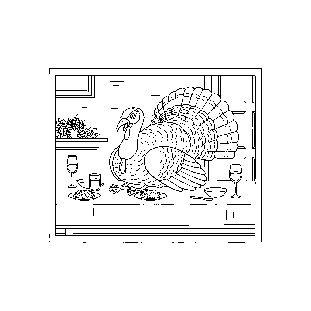 Pavo en una Mesa Acogedora