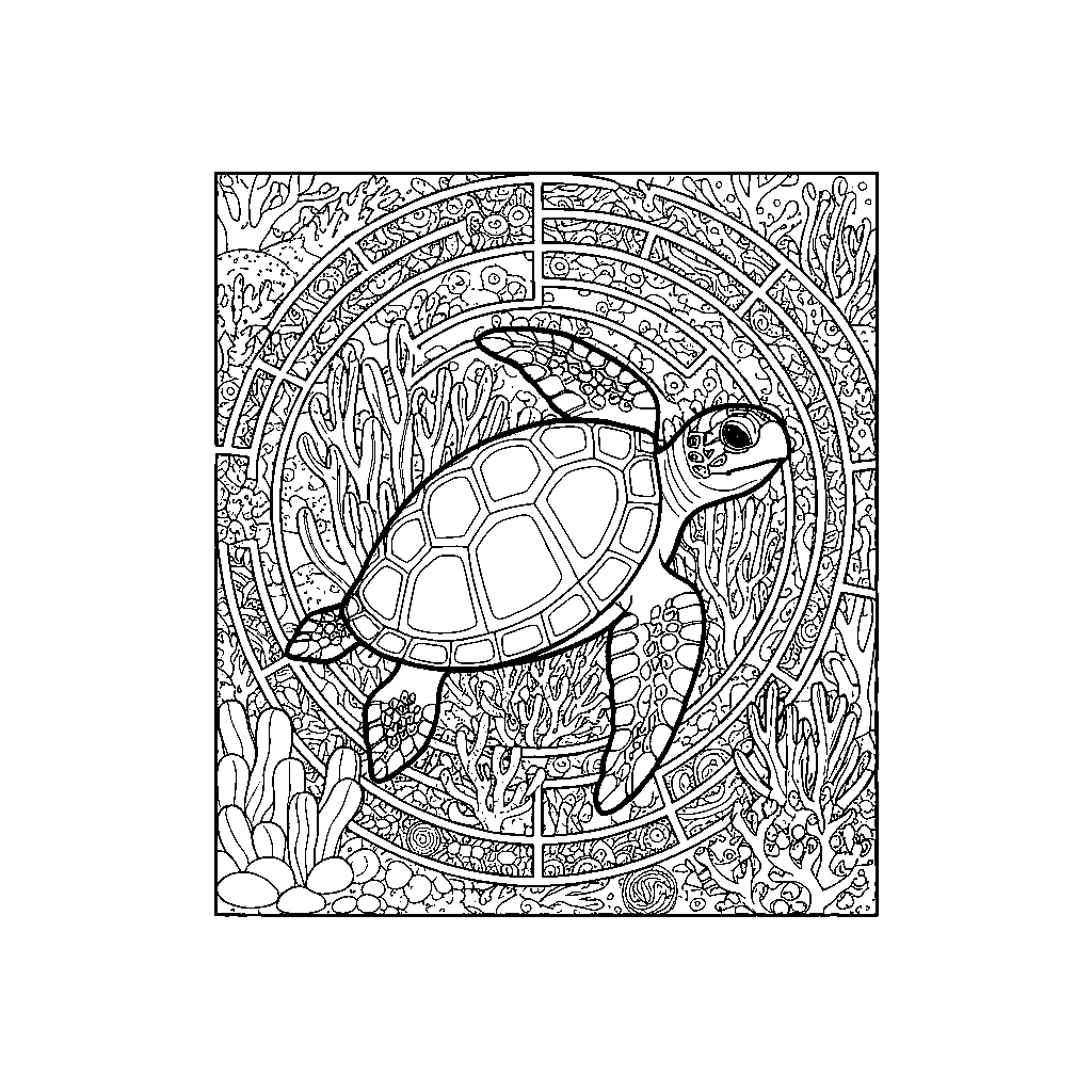 Turtle Navigating Through an Underwater Maze