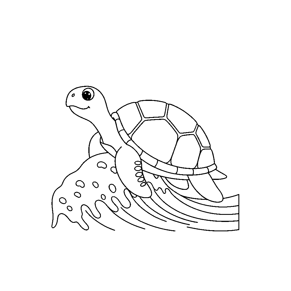 Tartaruga Surfando em uma Onda